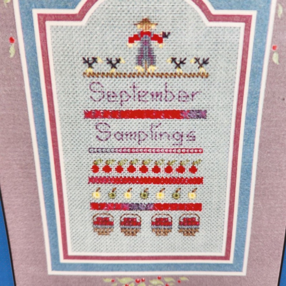 September Samplings Cross Stitch Kit Fabric Fibers Silk Beads Scarecrow Fall New